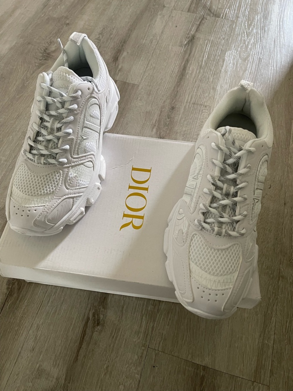 Dior All-White Mesh & Leather Trainer Sneakers